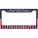 Nautical Anchors & Stripes License Plate Frame - Style B (Personalized)