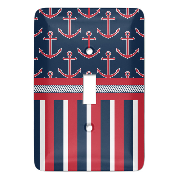 Custom Nautical Anchors & Stripes Light Switch Cover