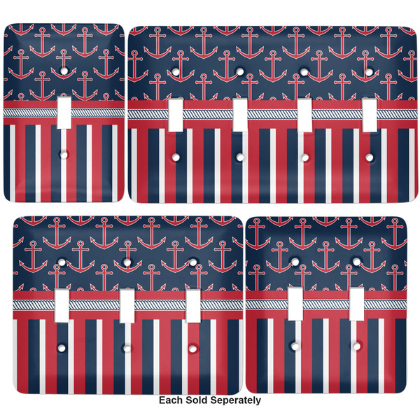 Nautical Anchors & Stripes Light Switch Covers all sizes