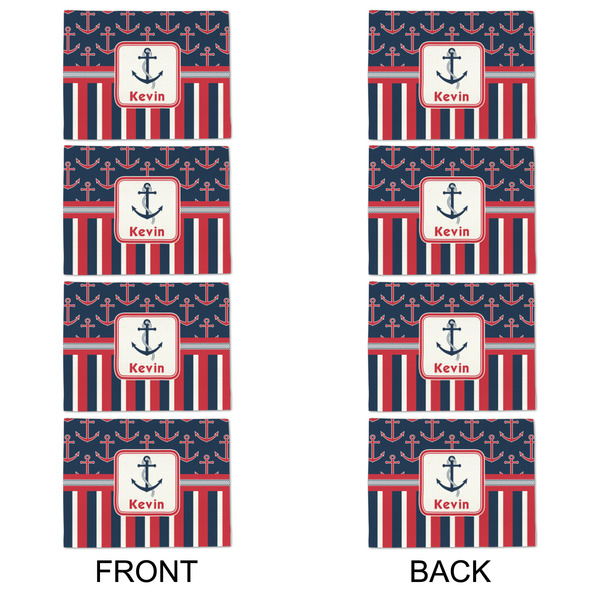 Nautical Anchors & Stripes Linen Placemat - APPROVAL Set of 4 (double sided)