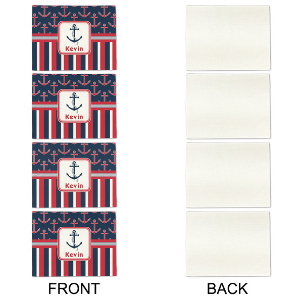 Nautical Anchors & Stripes Linen Placemat - APPROVAL Set of 4 (single sided)