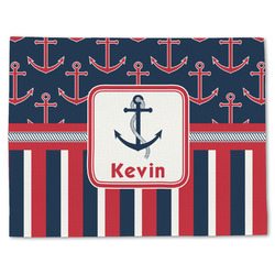 Nautical Anchors & Stripes Single-Sided Linen Placemat - Single w/ Name or Text
