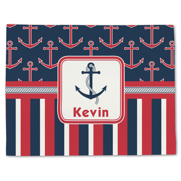 Nautical Anchors & Stripes Linen Placemat - Front