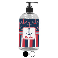 Nautical Anchors & Stripes Plastic Soap / Lotion Dispenser (Personalized)