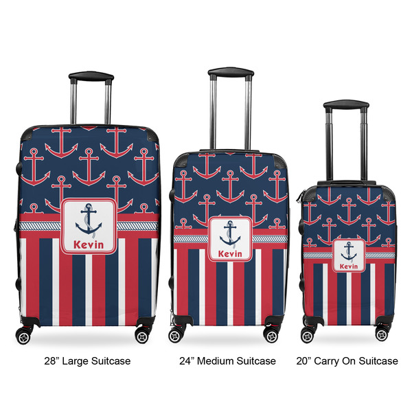 Nautical Anchors & Stripes Luggage Bags all sizes - With Handle