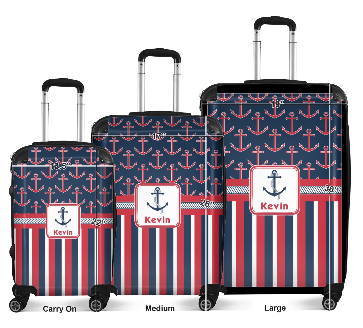 Nautical Anchors & Stripes Suitcase (Personalized) YouCustomizeIt