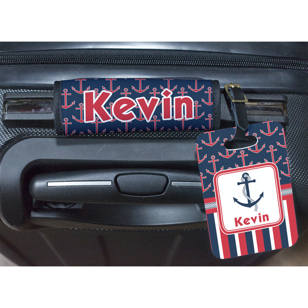 Nautical Anchors & Stripes Luggage Wrap & Tag