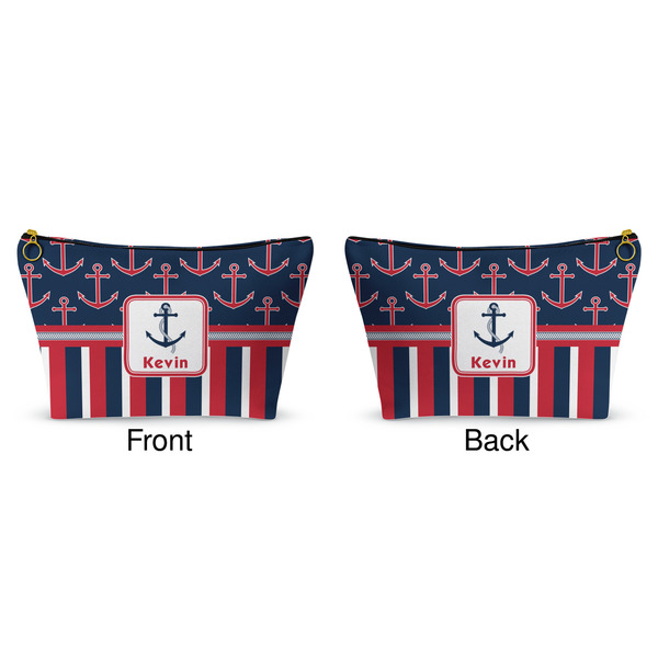 Nautical Anchors & Stripes Makeup Bag (Front and Back)