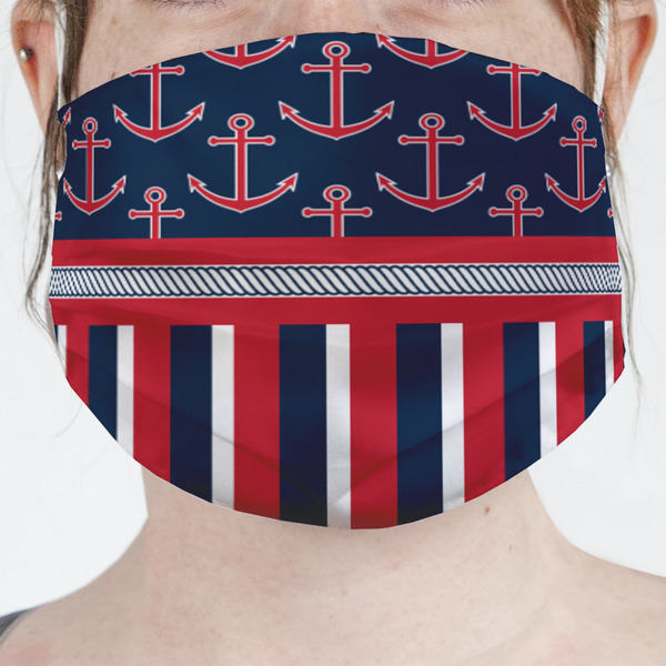 Custom Nautical Anchors & Stripes Face Mask Cover