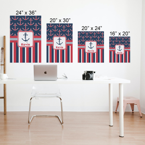 Nautical Anchors & Stripes Matte Poster - Sizes