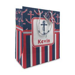 Nautical Anchors & Stripes Medium Gift Bag (Personalized)