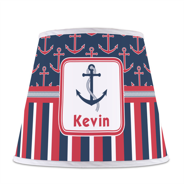 Nautical Anchors & Stripes Poly Film Empire Lampshade - Front View
