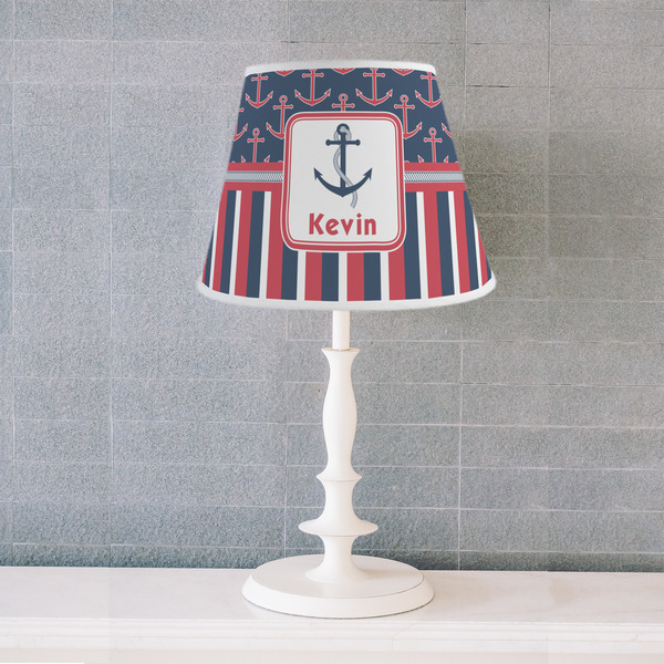 Nautical Anchors & Stripes Poly Film Empire Lampshade - Lifestyle