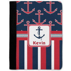 Nautical Anchors & Stripes Notebook Padfolio - Medium w/ Name or Text