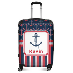 Nautical Anchors & Stripes Suitcase - 24" Medium - Checked (Personalized)