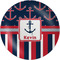 Nautical Anchors & Stripes Melamine Plate 8 inches