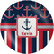 Nautical Anchors & Stripes Melamine Plate (Personalized)