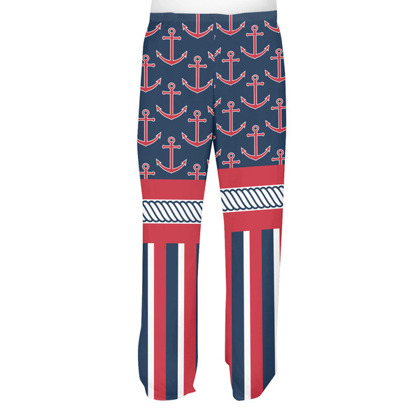 Nautical Anchors & Stripes Men's Pjs Back - on model