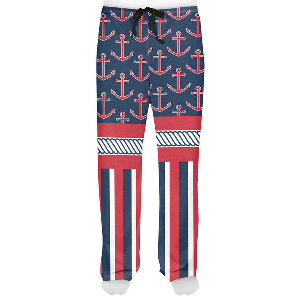 Nautical Anchors & Stripes Men's Pjs Front - on model
