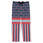 Nautical Anchors & Stripes Mens Pajama Pants - M