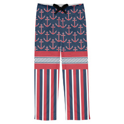 Nautical Anchors & Stripes Mens Pajama Pants - XS