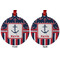 Nautical Anchors & Stripes Metal Ball Ornament - Front and Back