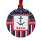 Nautical Anchors & Stripes Metal Ball Ornament - Front