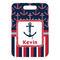 Nautical Anchors & Stripes Metal Luggage Tag - Front Without Strap