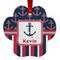 Nautical Anchors & Stripes Metal Paw Ornament - Front