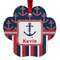 Nautical Anchors & Stripes Metal Paw Ornament - Double Sided w/ Name or Text