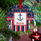 Nautical Anchors & Stripes Metal Paw Ornament - Lifestyle