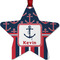 Nautical Anchors & Stripes Metal Star Ornament - Front