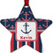 Nautical Anchors & Stripes Metal Star Ornament - Double Sided w/ Name or Text