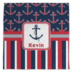 Nautical Anchors & Stripes Microfiber Dish Towel (Personalized)