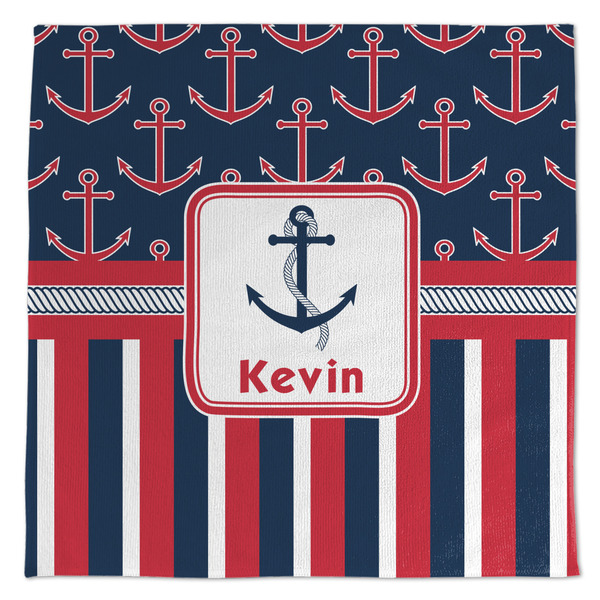 Custom Nautical Anchors & Stripes Microfiber Dish Towel (Personalized)