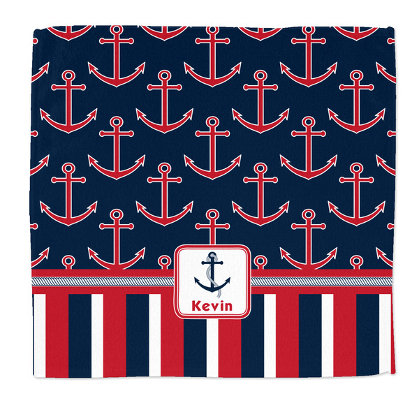 Custom Nautical Anchors & Stripes Microfiber Dish Rag (Personalized)