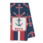 Nautical Anchors & Stripes Kitchen Towel - Microfiber (Personalized)
