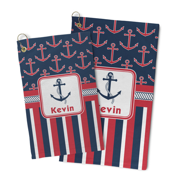 Nautical Anchors & Stripes Microfiber Golf Towel - PARENT/MAIN