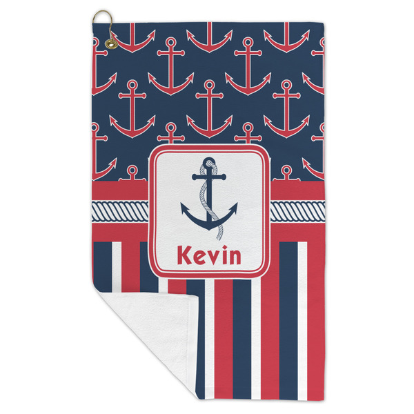 Nautical Anchors & Stripes Microfiber Golf Towels - FOLD
