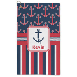 Nautical Anchors & Stripes Microfiber Golf Towel (Personalized)