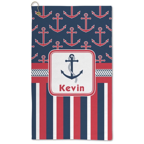 Custom Nautical Anchors & Stripes Microfiber Golf Towel - Large (Personalized)