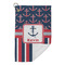 Nautical Anchors & Stripes Microfiber Golf Towels Small - FRONT FOLDED