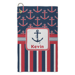 Nautical Anchors & Stripes Microfiber Golf Towel - Small (Personalized)