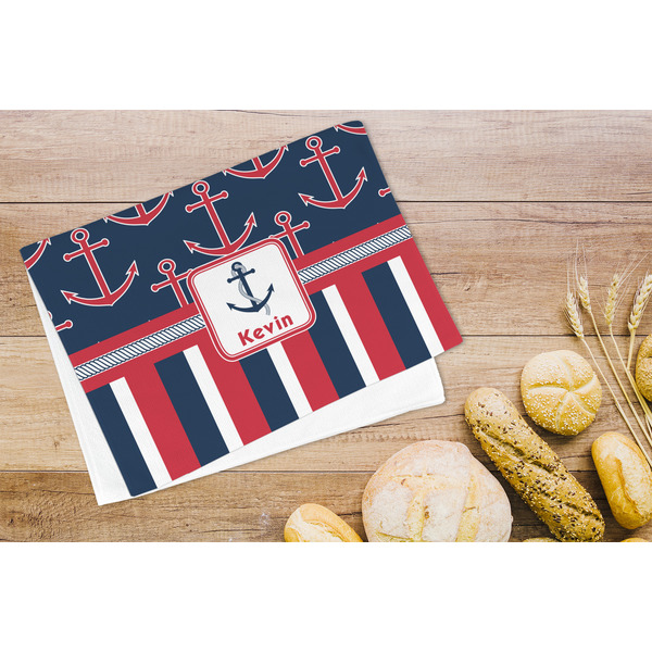 Nautical Anchors & Stripes Microfiber Kitchen Towel - LIFESTYLE
