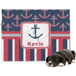 Nautical Anchors & Stripes Dog Blanket - Large (Personalized)