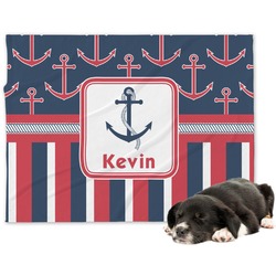 Nautical Anchors & Stripes Dog Blanket - Regular (Personalized)