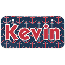 Nautical Anchors & Stripes Mini/Bicycle License Plate (2 Holes) (Personalized)