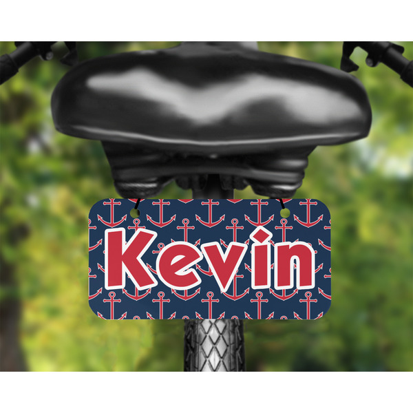 Nautical Anchors & Stripes Mini License Plate on Bicycle - LIFESTYLE Two holes