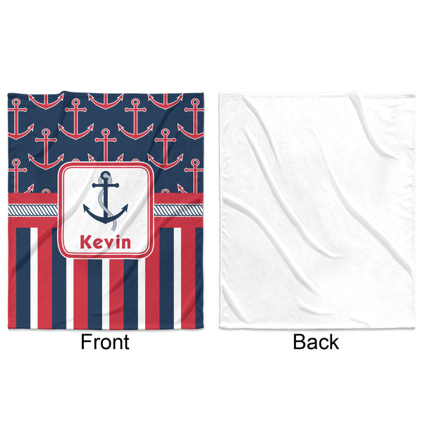 Nautical Anchors & Stripes Minky Blanket - 50"x60" - Single Sided - Front & Back