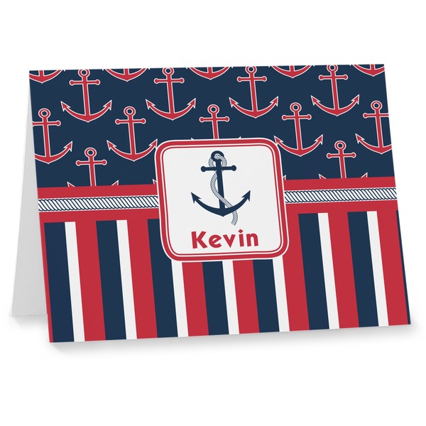 Custom Nautical Anchors & Stripes Note cards (Personalized)